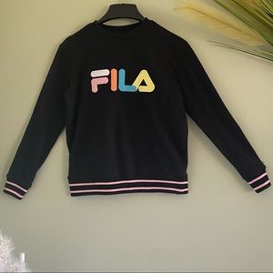 FILA Black Crewneck | Pastel Logo